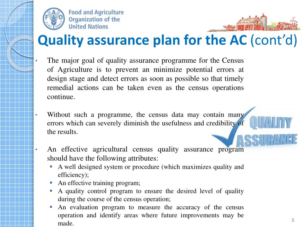 quality assurance plan for the ac cont d