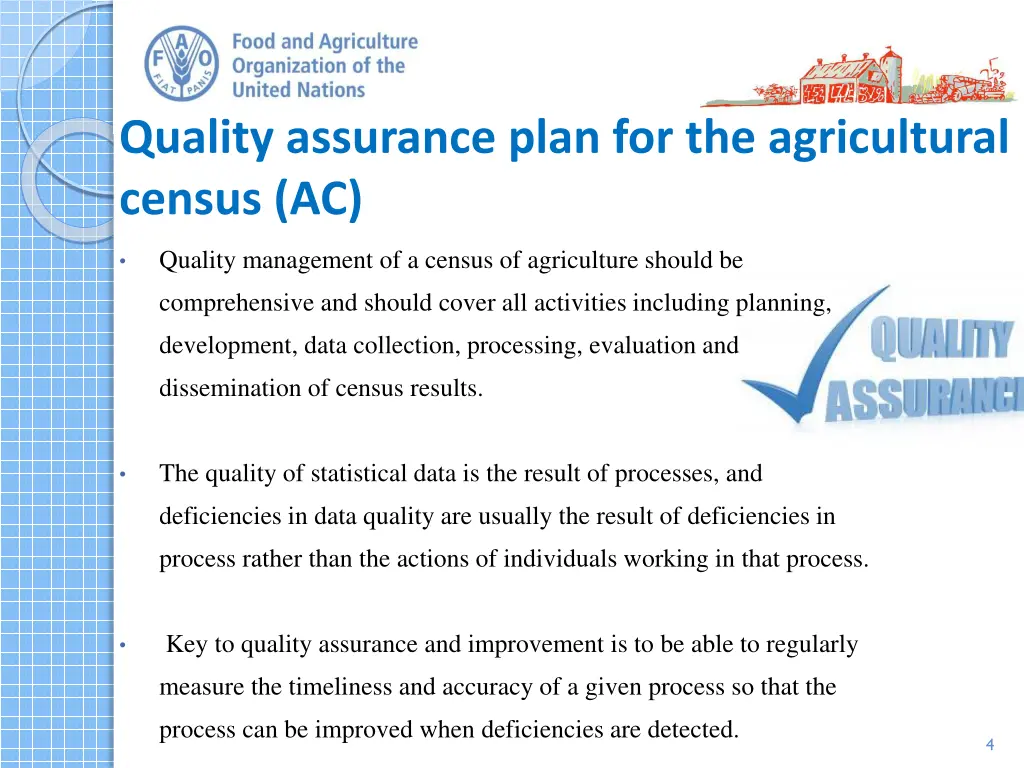 quality assurance plan for the agricultural