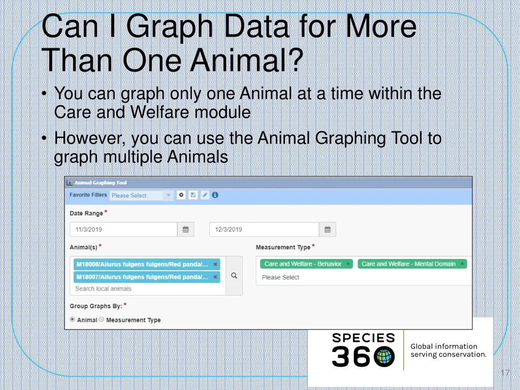 can i graph data for more than one animal