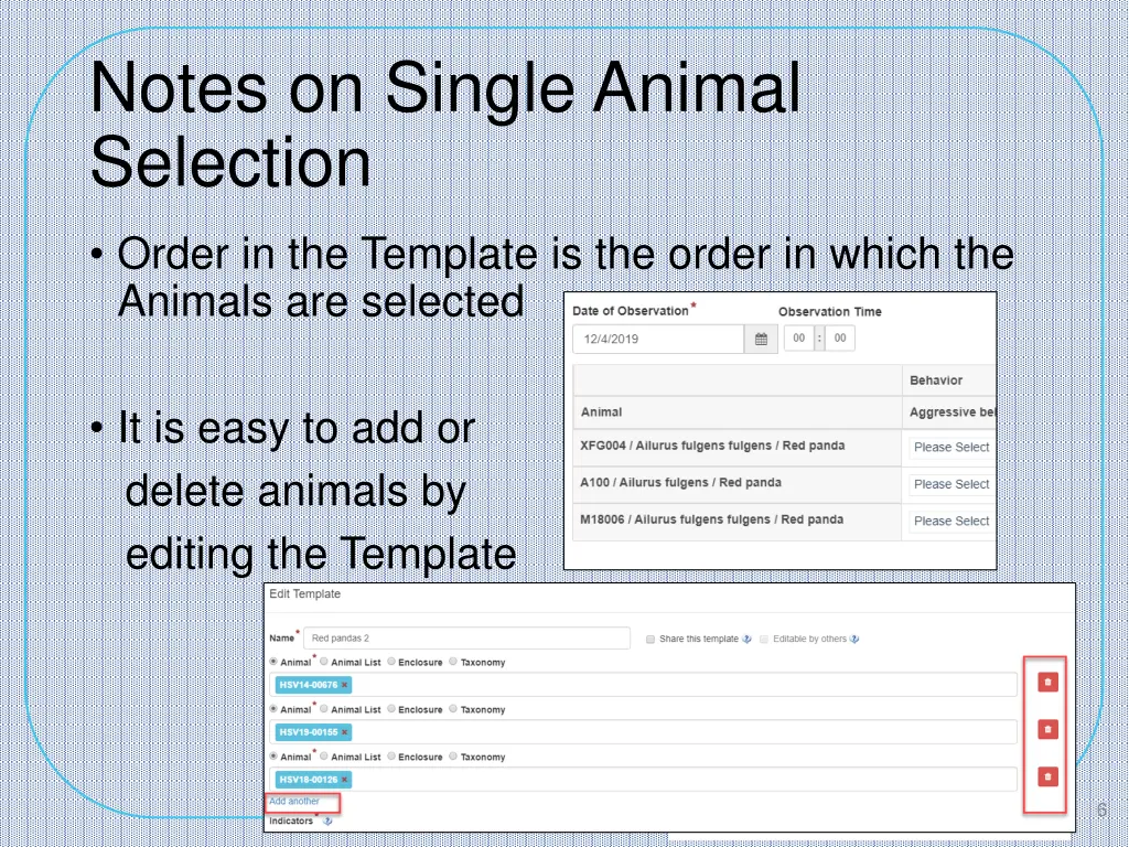 notes on single animal selection