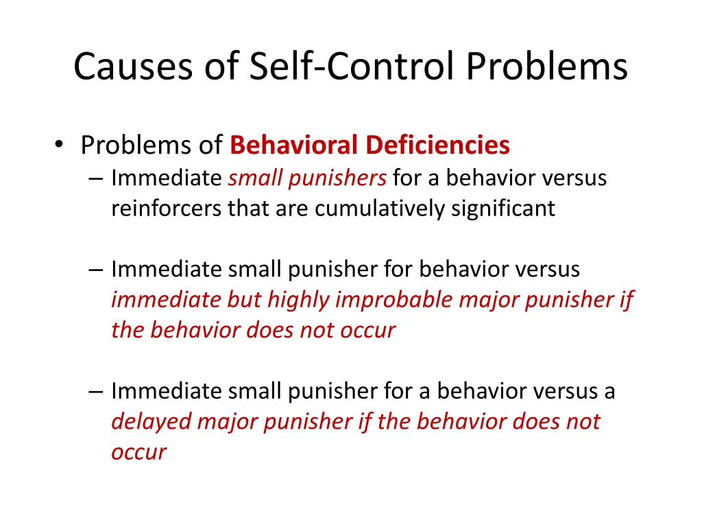 causes of self control problems 1