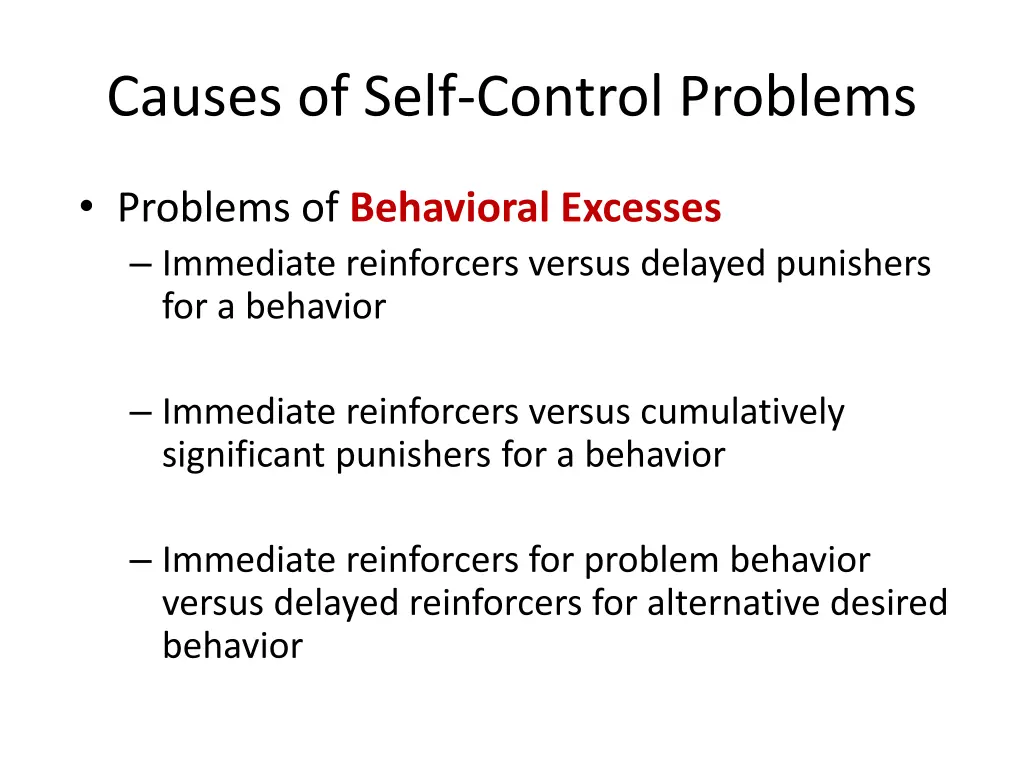 causes of self control problems