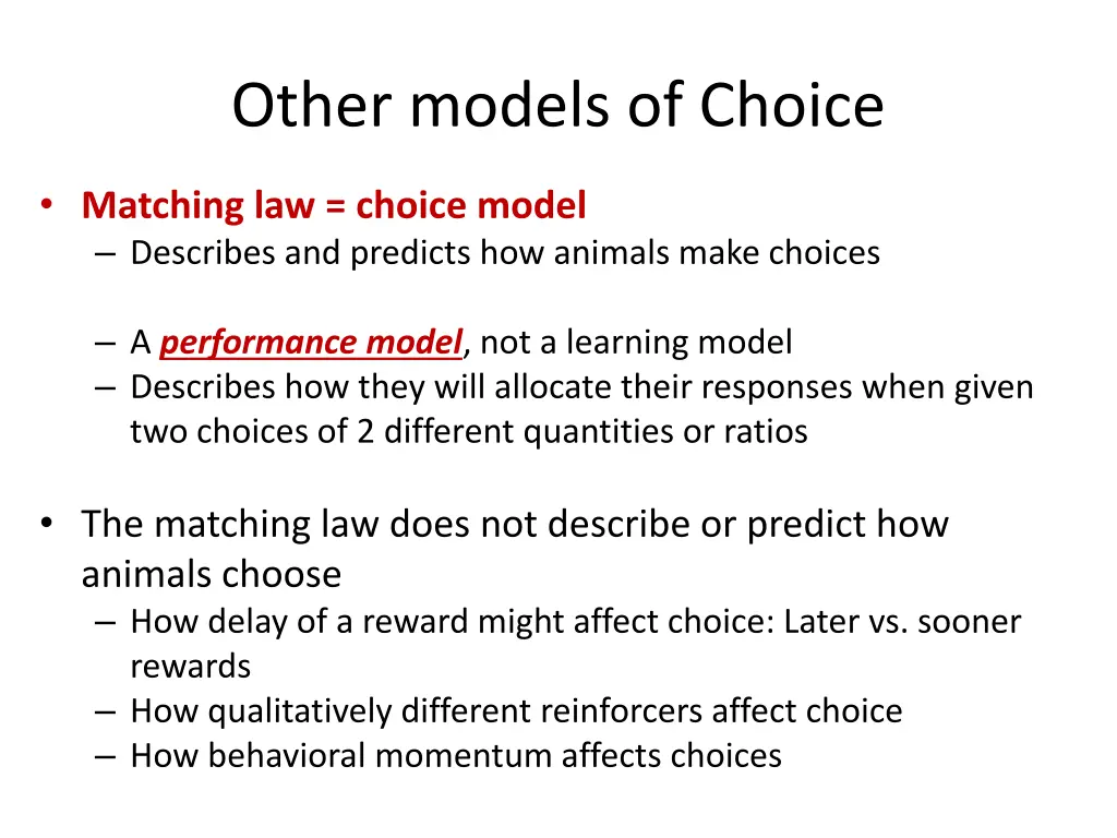 other models of choice 1
