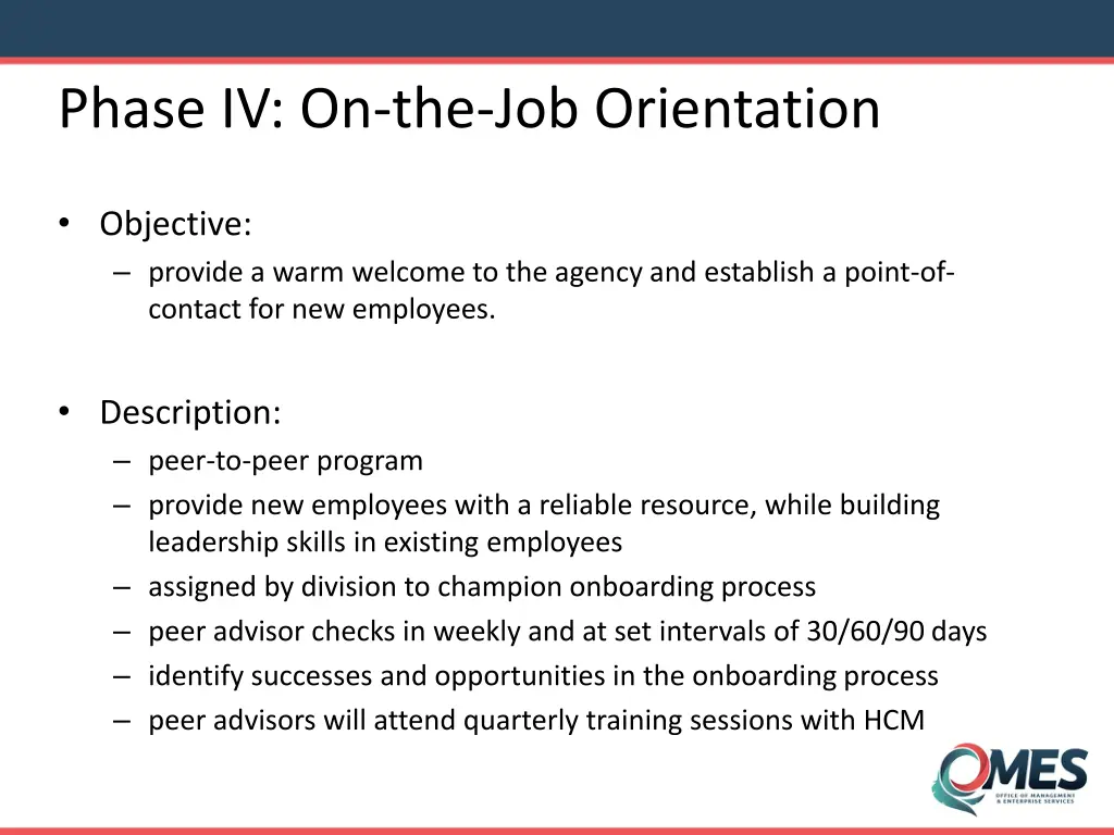phase iv on the job orientation 1