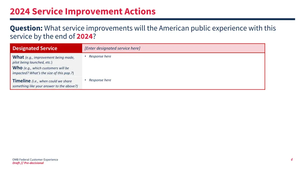 2024 service improvement actions