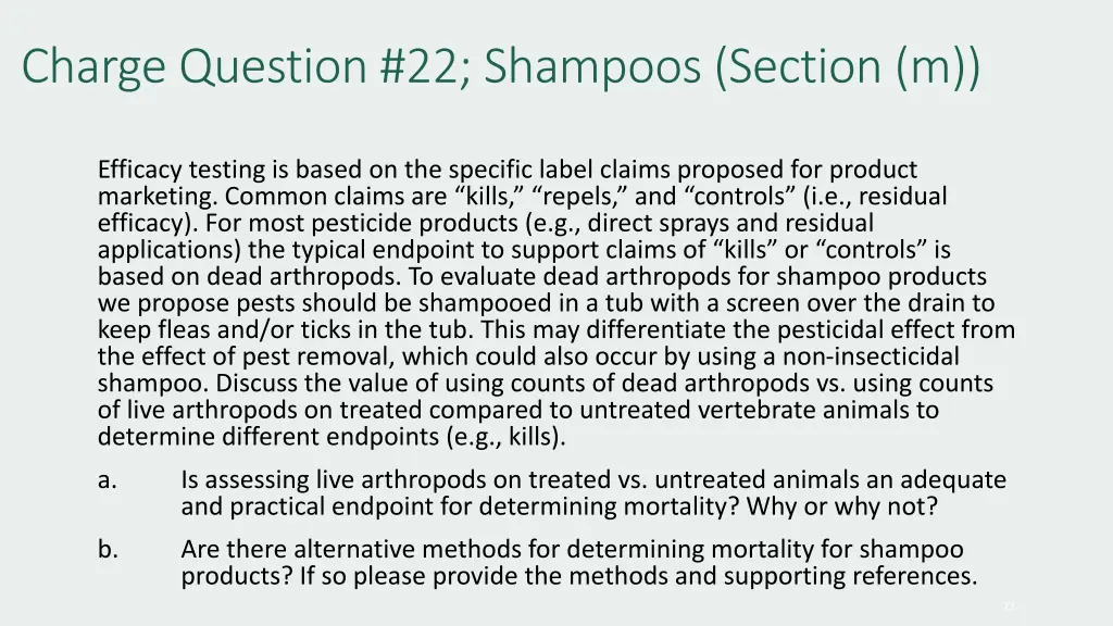 charge question 22 shampoos section m