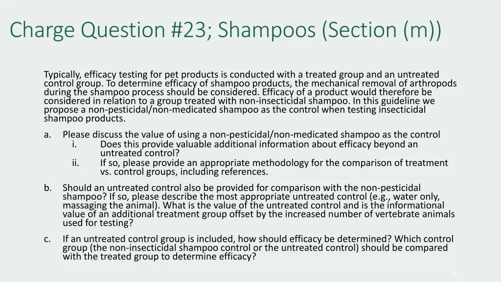 charge question 23 shampoos section m