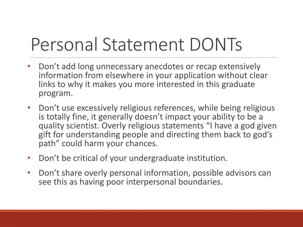 personal statement donts 1