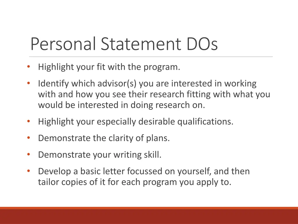 personal statement dos