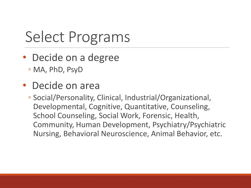 select programs decide on a degree ma phd psyd