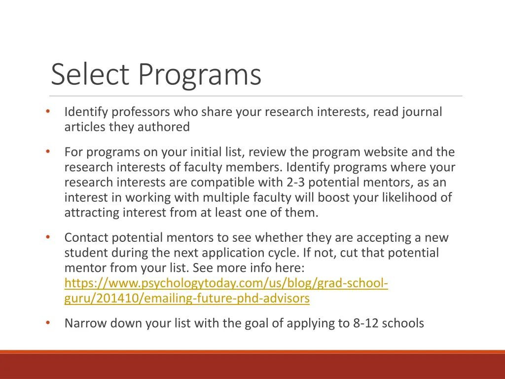 select programs