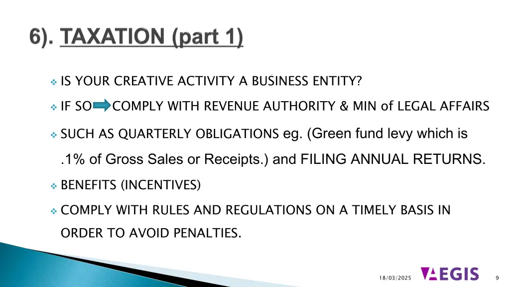 is your creative activity a business entity