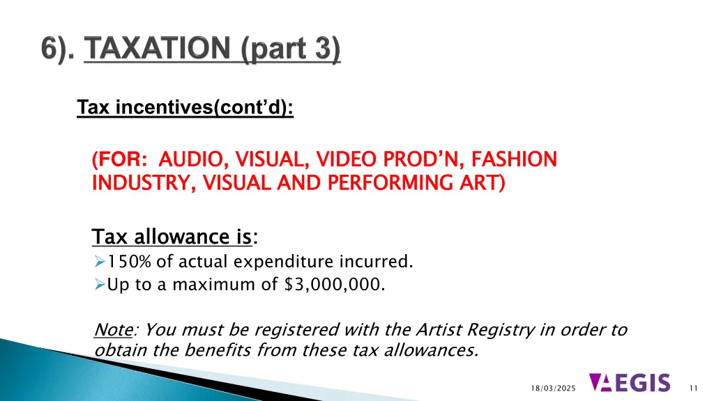 tax incentives cont d for audio visual video prod