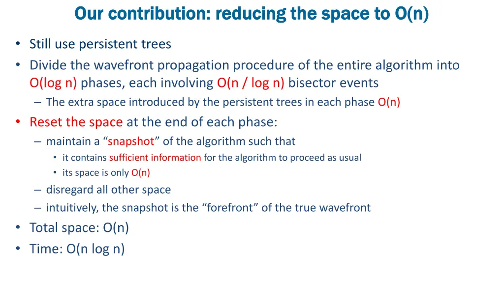 our contribution reducing the space