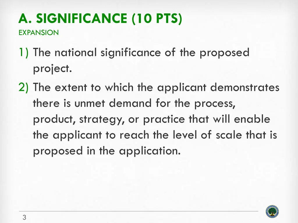 a significance 10 pts expansion