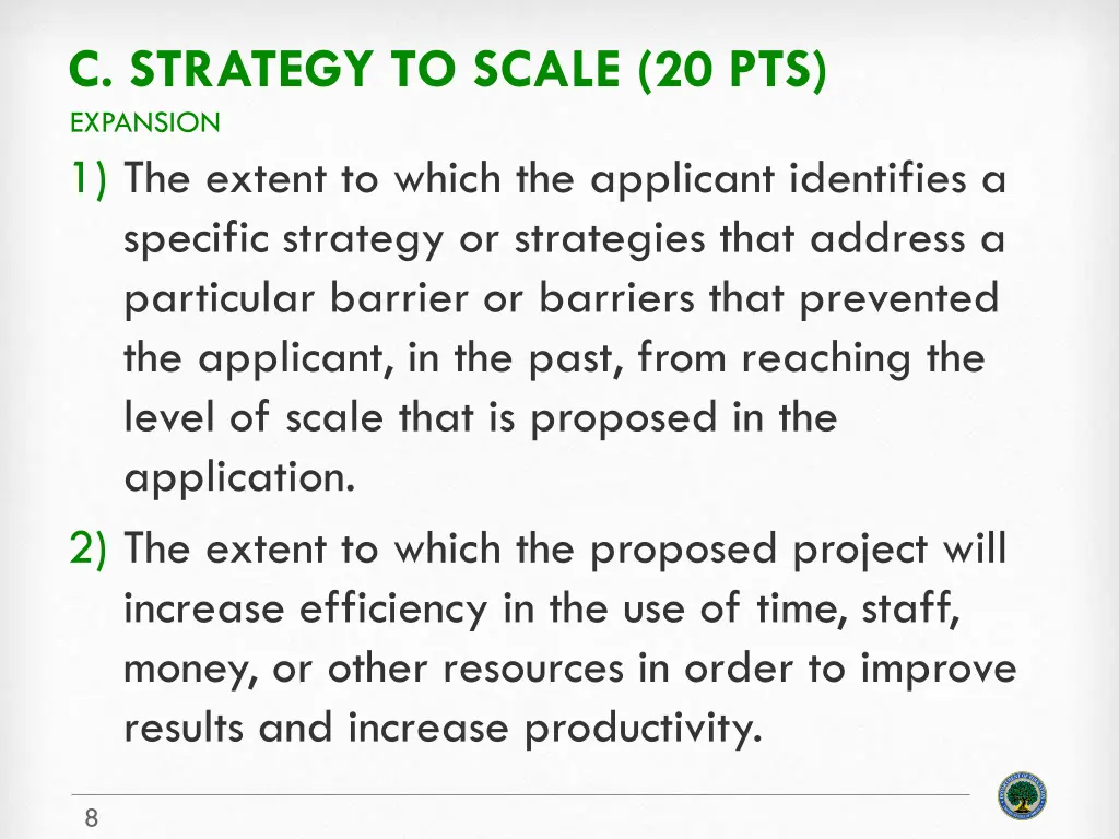 c strategy to scale 20 pts expansion
