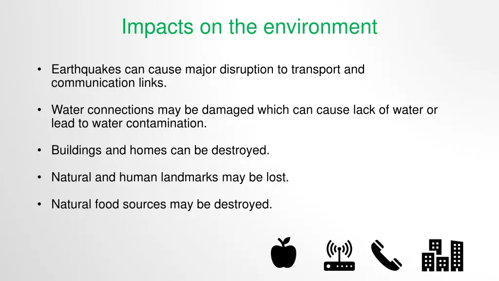 impacts on the environment