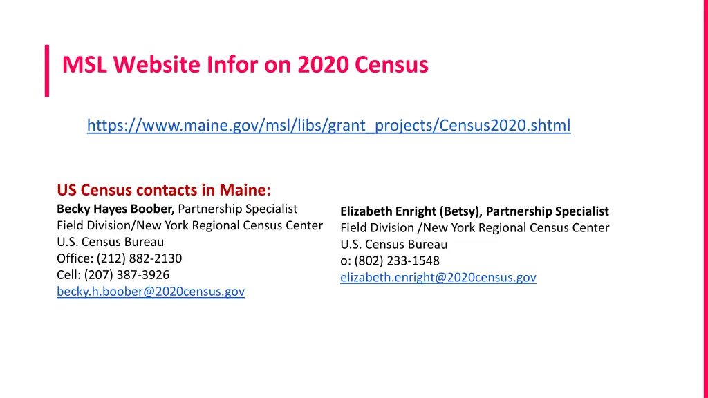 msl website infor on 2020 census