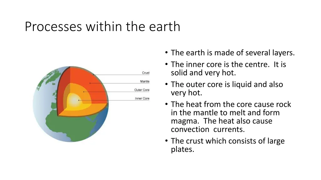 processes within the earth