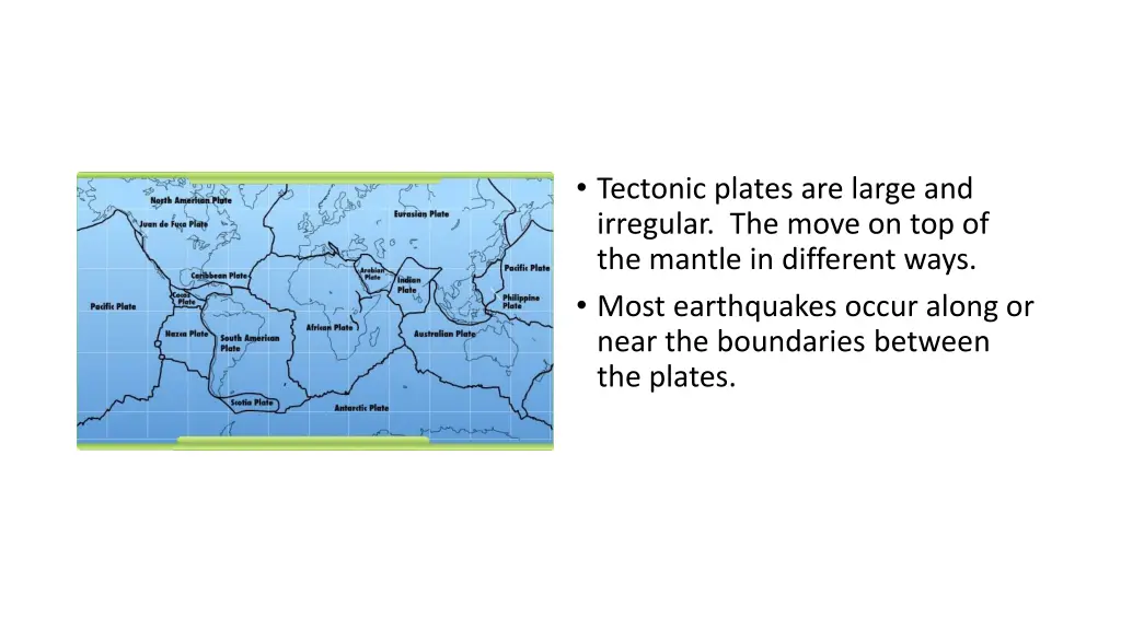 tectonic plates are large and irregular the move