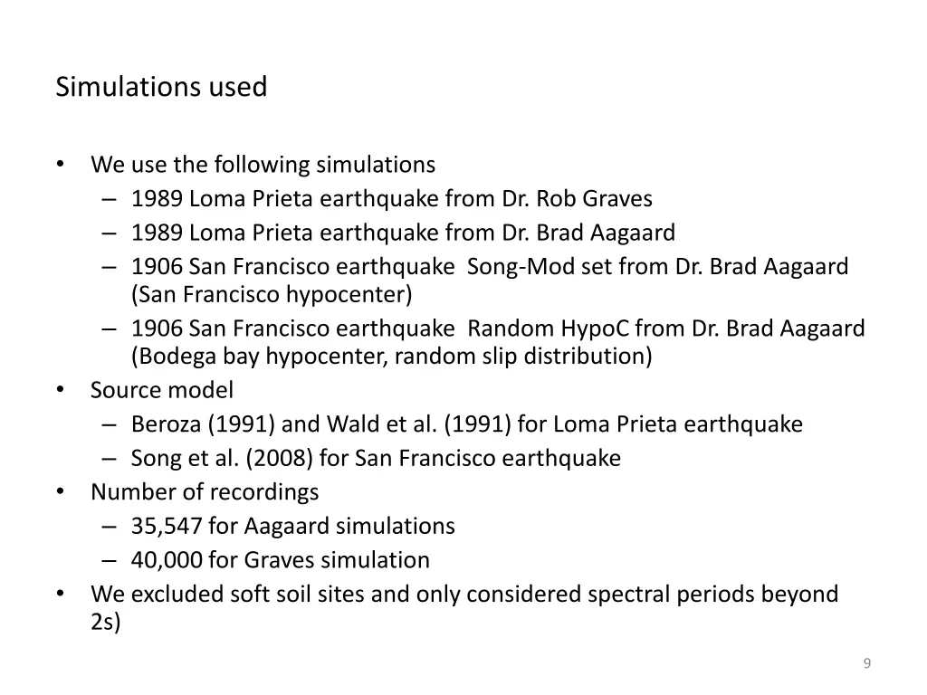 simulations used
