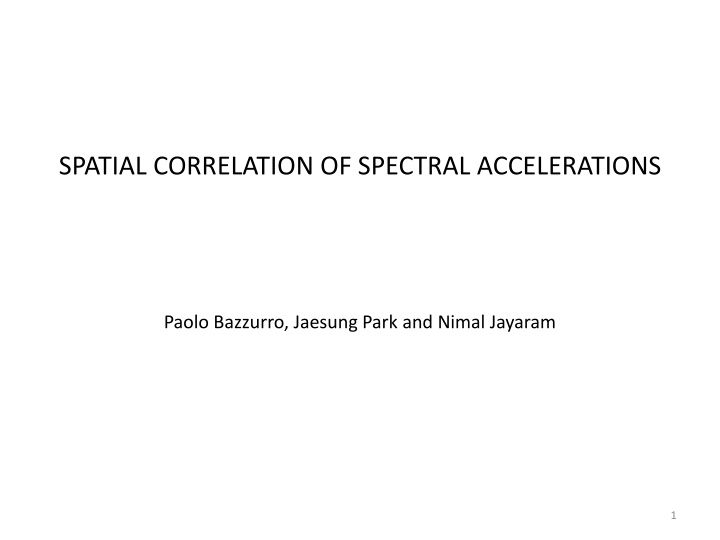 spatial correlation of spectral accelerations