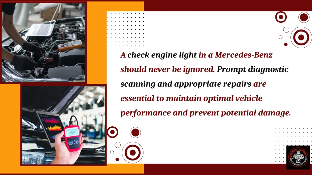 a check engine light in a mercedes benz