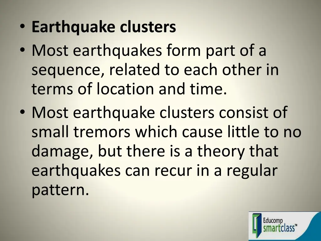 earthquake clusters most earthquakes form part