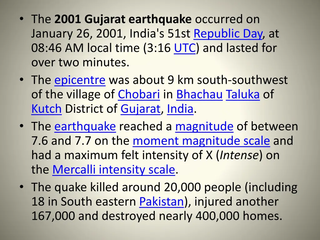 the 2001 gujarat earthquake occurred on january