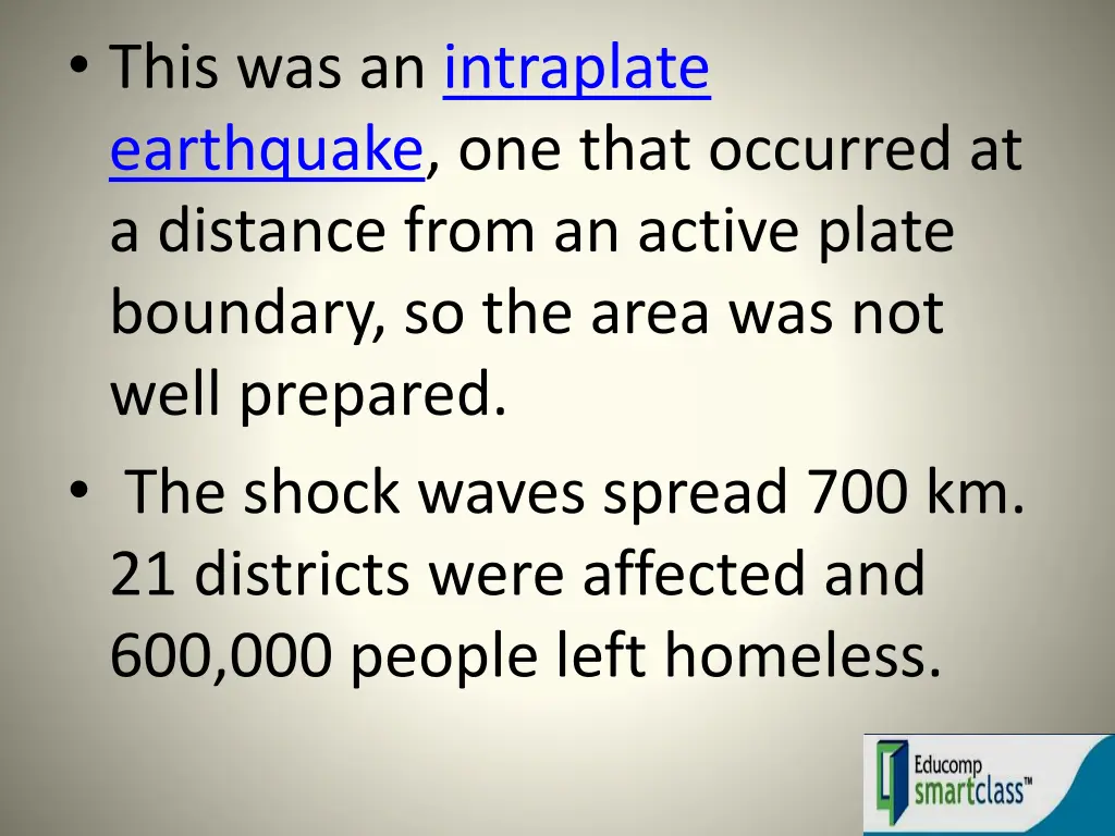 this was an intraplate earthquake one that