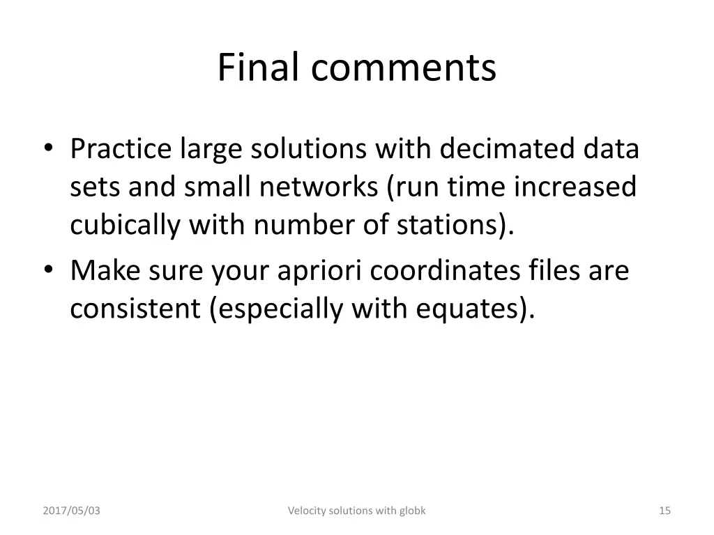 final comments