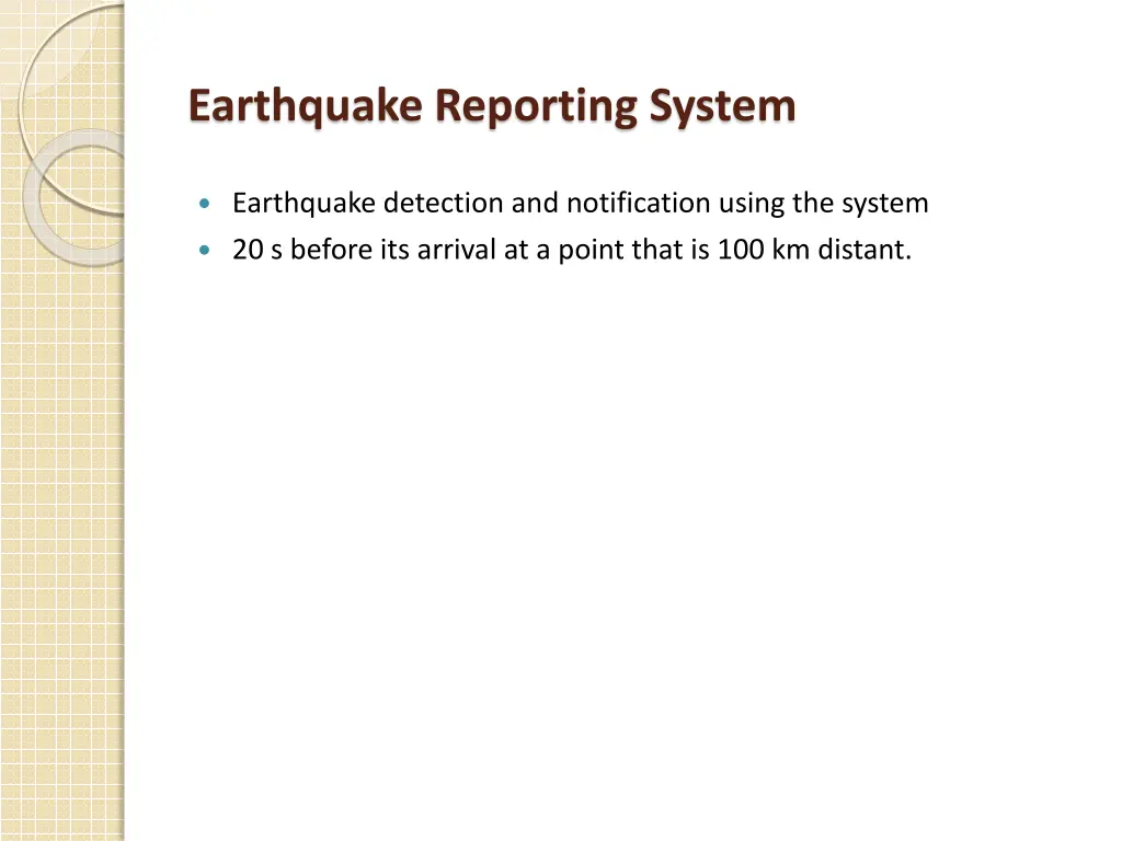 earthquake reporting system