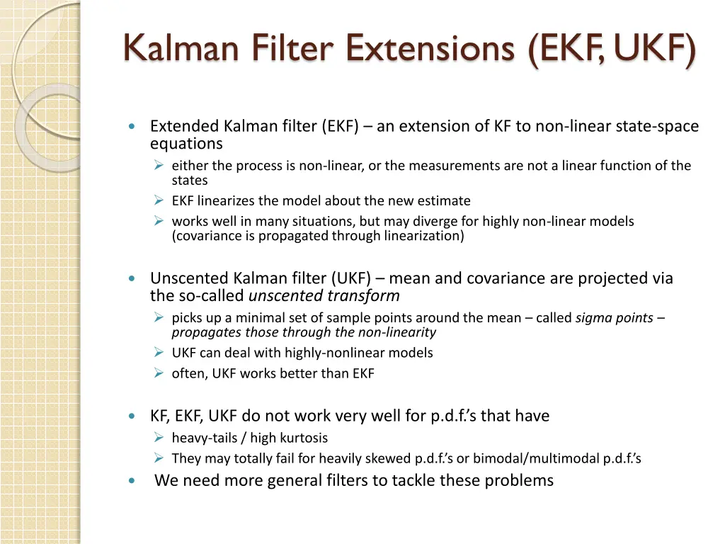 kalman filter extensions ekf ukf