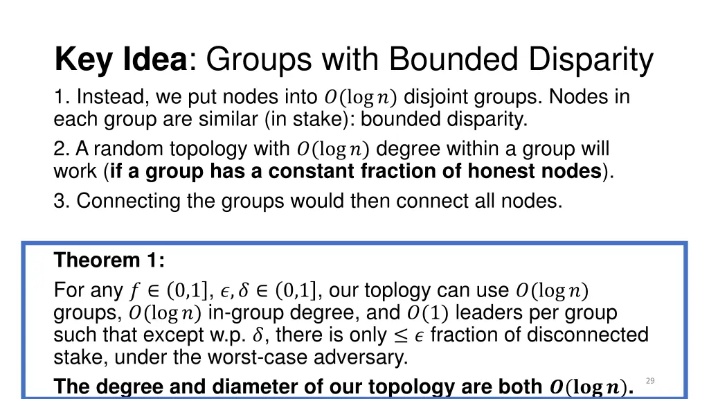 key idea groups with bounded disparity 1 instead