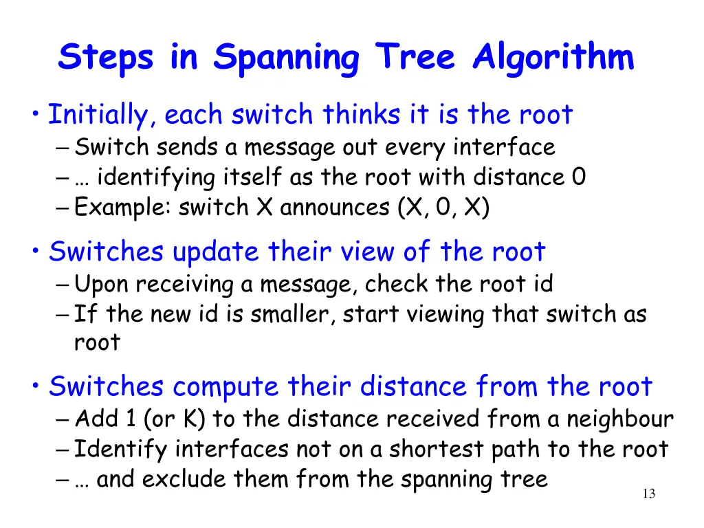 steps in spanning tree algorithm