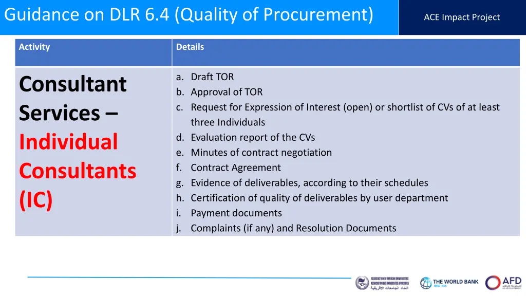 guidance on dlr 6 4 quality of procurement 3