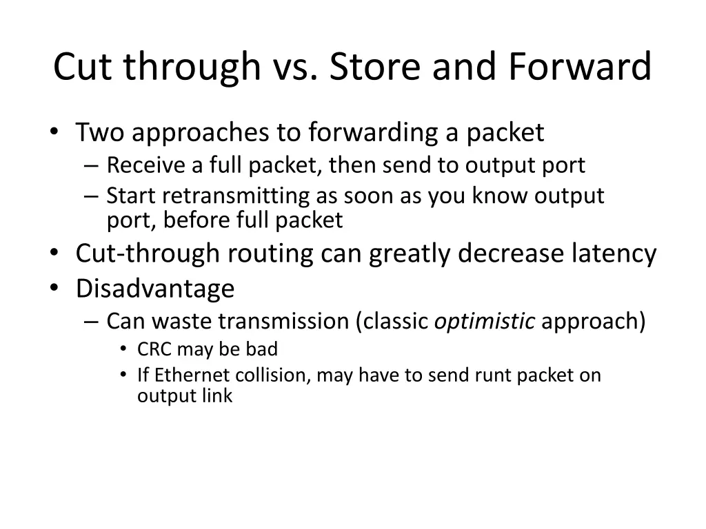 cut through vs store and forward