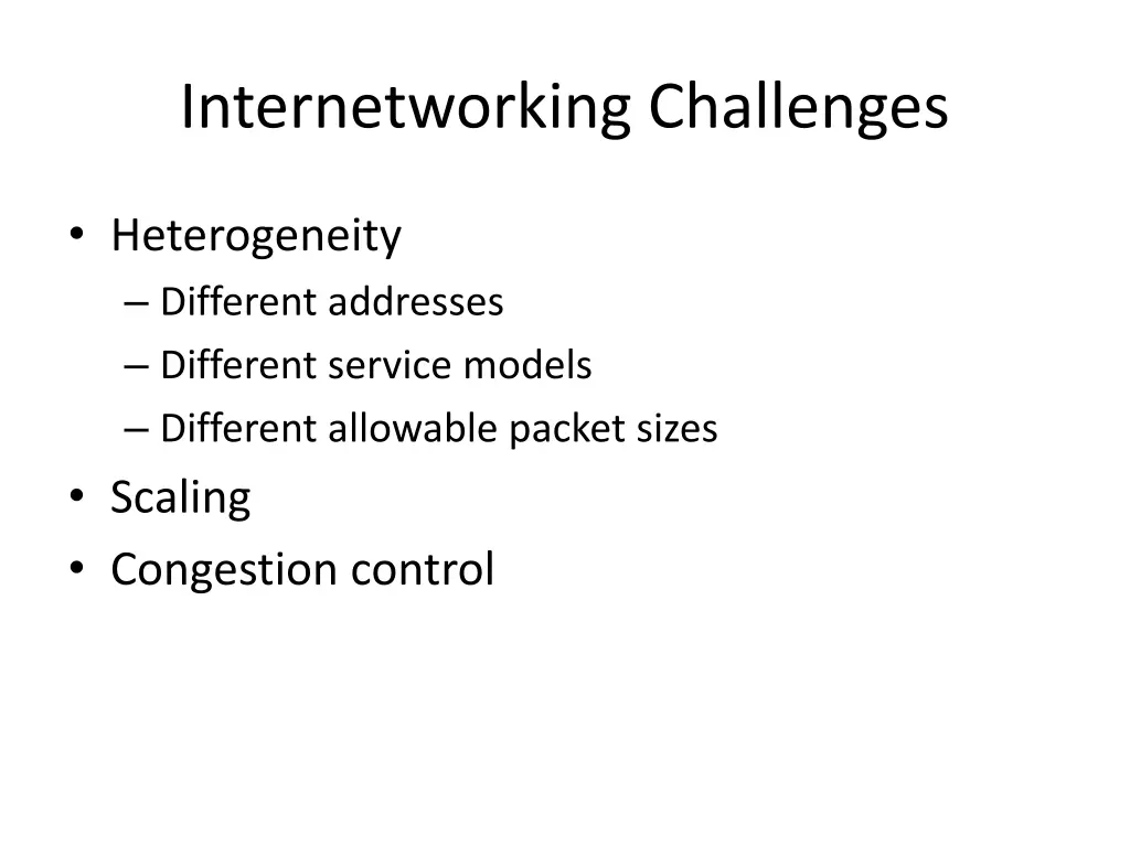 internetworking challenges