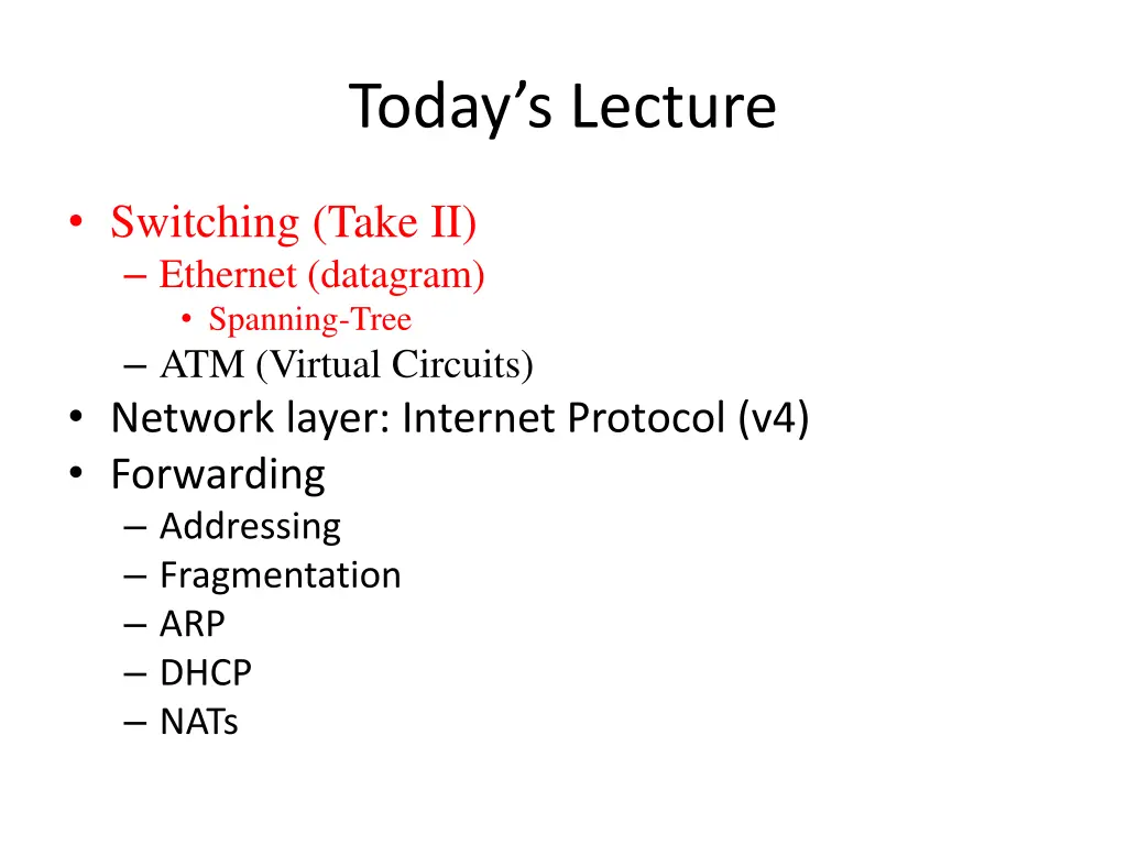 today s lecture