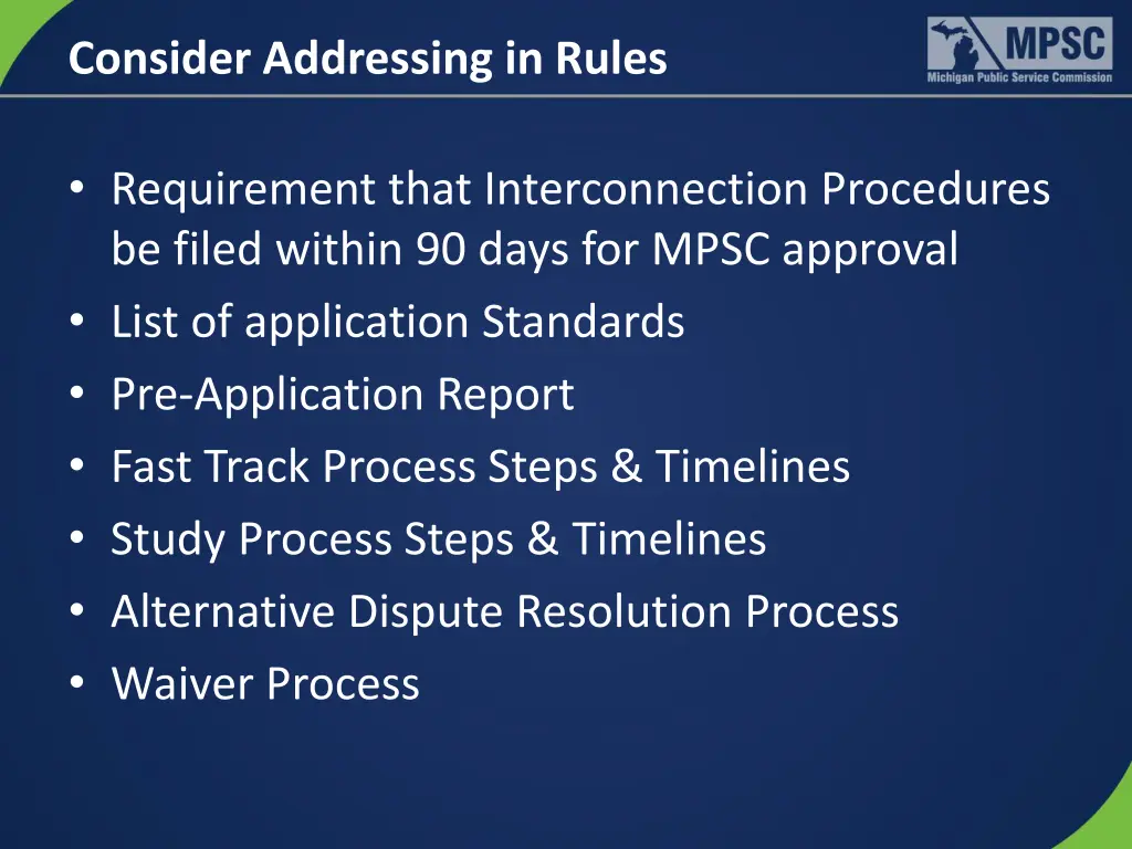 consider addressing in rules