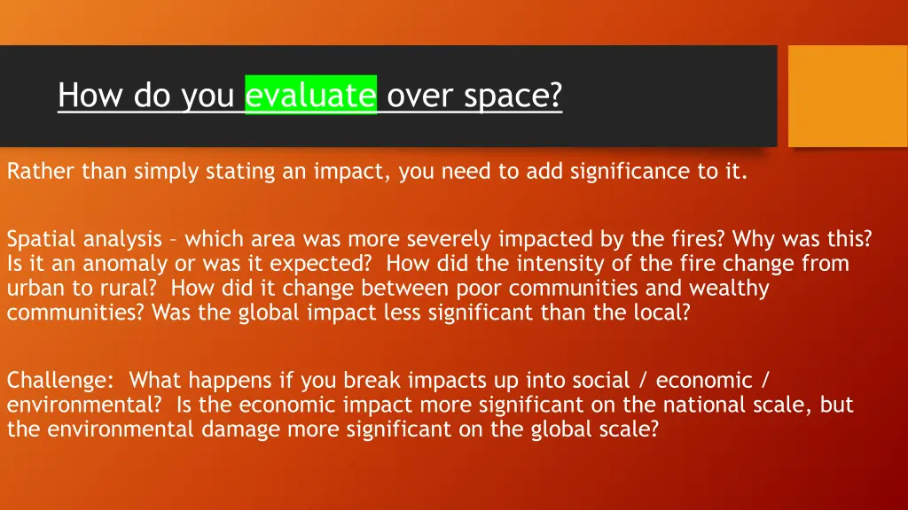 how do you evaluate over space