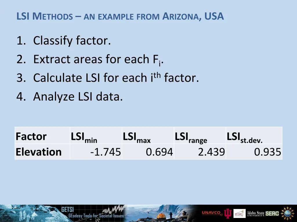 lsi m ethods an example from a rizona usa 3