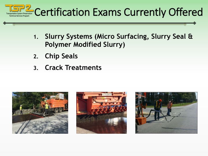 certification exams currently offered