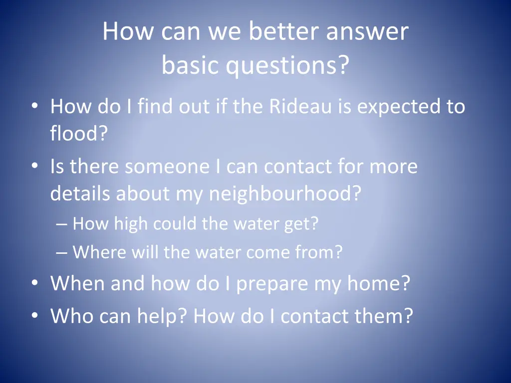 how can we better answer basic questions