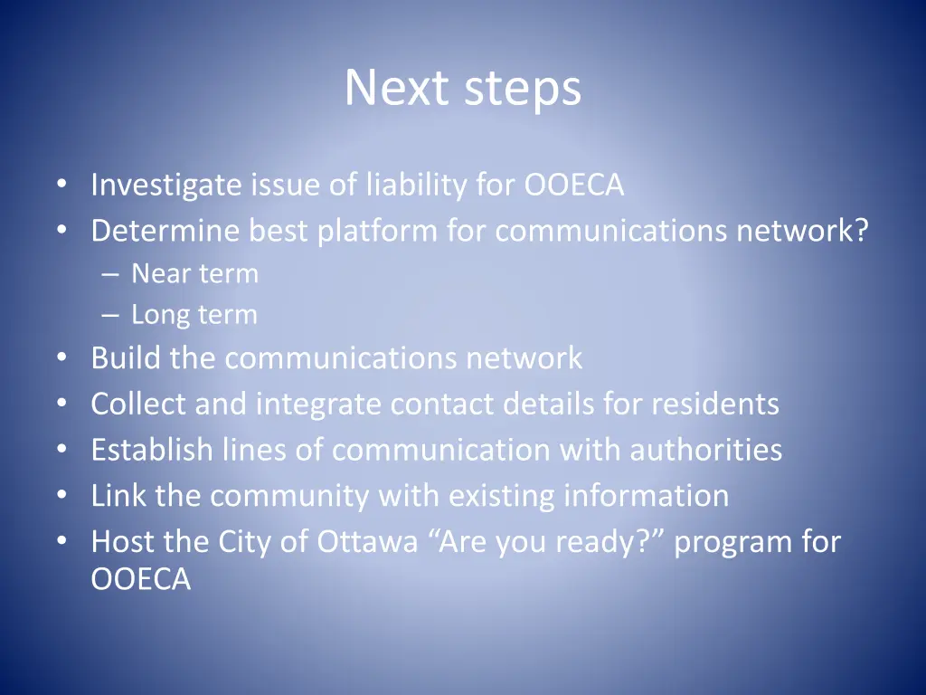next steps
