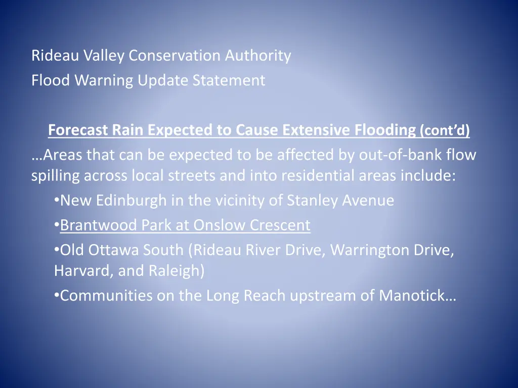 rideau valley conservation authority flood 1