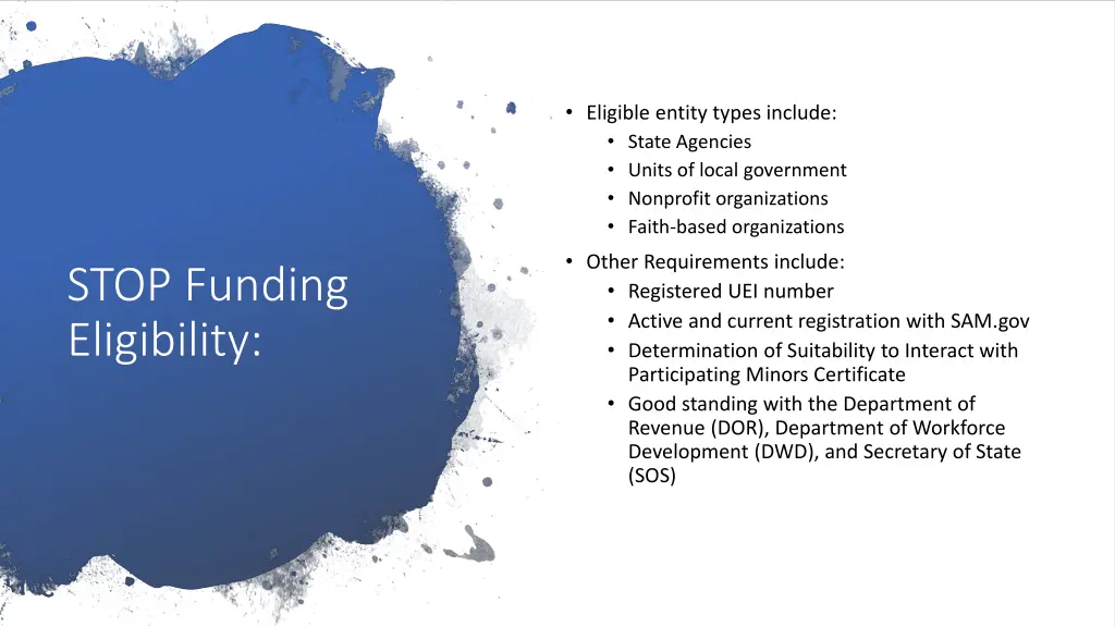 eligible entity types include state agencies