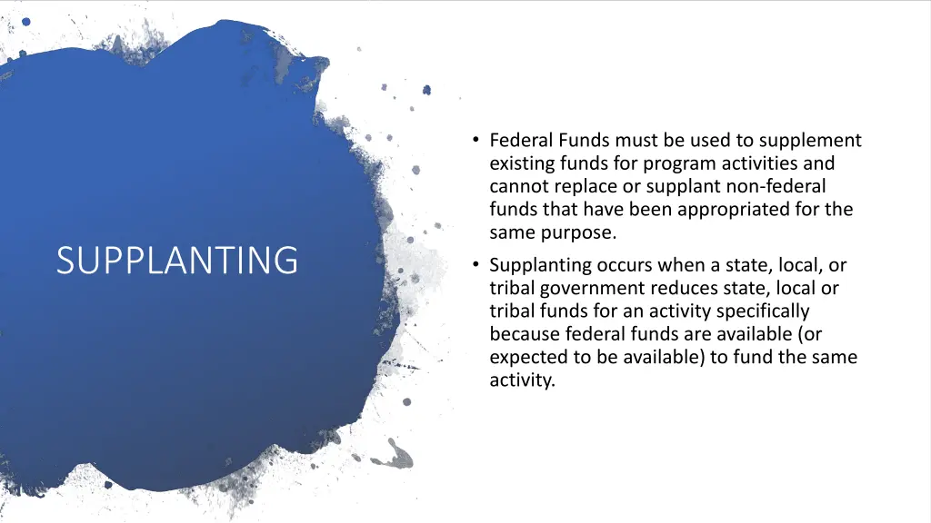 federal funds must be used to supplement existing
