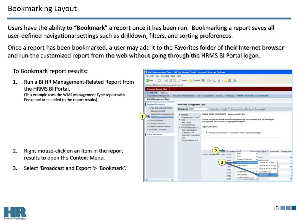 bookmarking layout