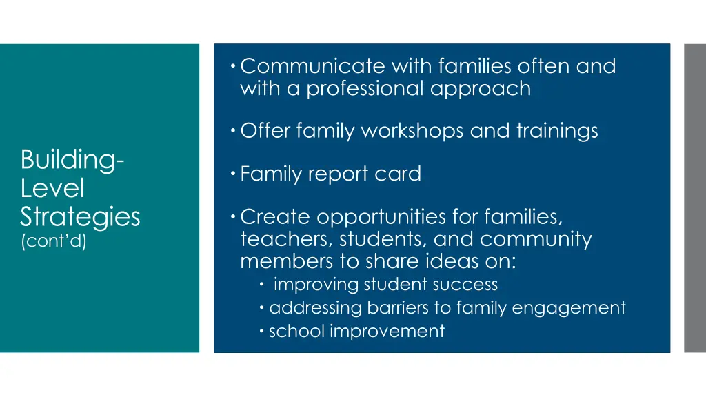 communicate with families often and with